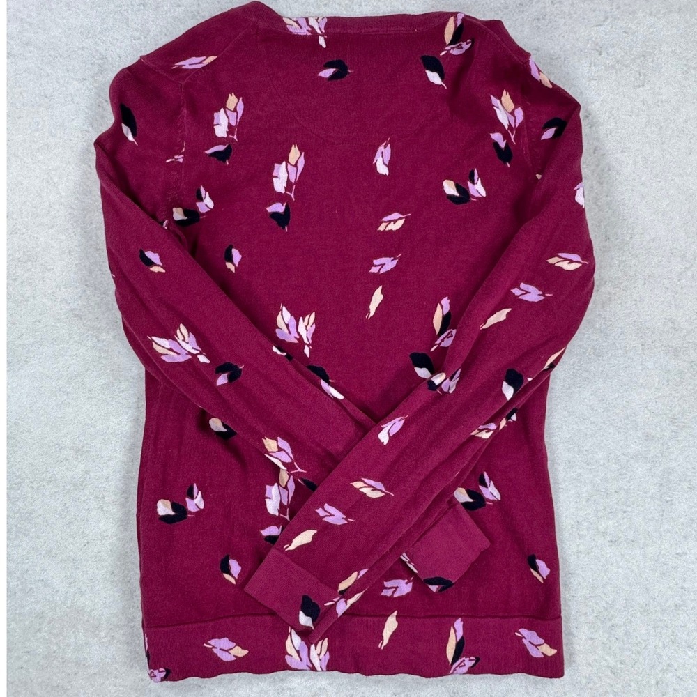 Tommy Hilfiger Womens Pima‎ Cotton Floral Cardigan Sweater Burgundy Wine Small - Picture 9 of 9